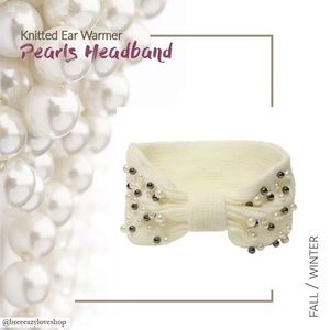 Knitted Pearls Ear Warmer Headband